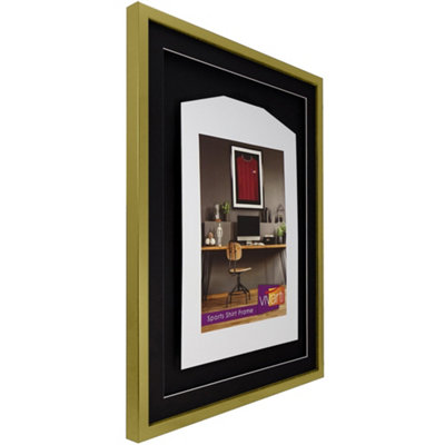 Vivarti DIY 3D Mounted Sports Shirt Display Gold Frame 60 x 80cm Black Mount, Black Backing Card