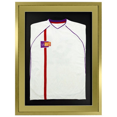 Vivarti DIY 3D Mounted Sports Shirt Display Gold  Frame with Colour Mounts 50 x 70cm Gold Mount, Black Backing Card