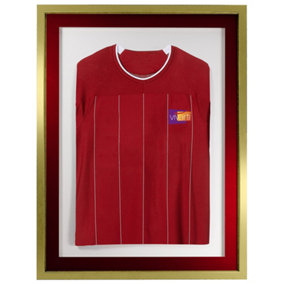 Vivarti DIY 3D Mounted Sports Shirt Display Gold  Frame with Colour Mounts 50 x 70cm Red Mount, White Backing Card