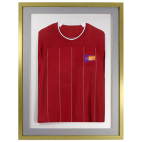 Vivarti DIY 3D Mounted Sports Shirt Display Gold  Frame with Colour Mounts 50 x 70cm Silver Mount, White Backing Card