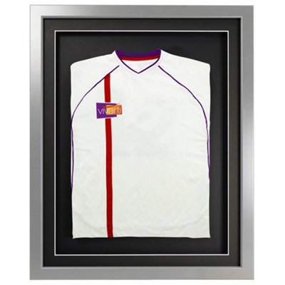 Vivarti DIY 3D Mounted Sports Shirt Display Silver Frame  40 x 50cm Black Mount, Black Backing Card