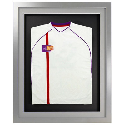 Vivarti DIY 3D Mounted Sports Shirt Display Silver  Frame  40 x 50cm Silver Mount, Black Backing Card