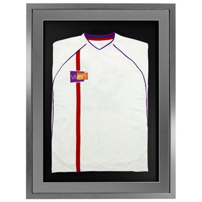 Vivarti DIY 3D Mounted Sports Shirt Display Silver  Frame 60 x 80cm Silver Mount, Black Backing Card