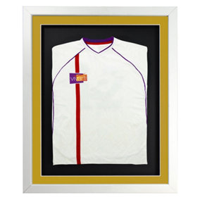 Vivarti DIY 3D Mounted Sports Shirt Display White  Frame with Colour Mounts  40 x 50cm Gold Mount, Black Backing Card