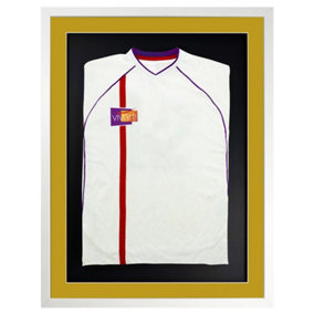Vivarti DIY 3D Mounted Sports Shirt Display White  Frame with Colour Mounts 50 x 70cm Gold Mount, Black Backing Card