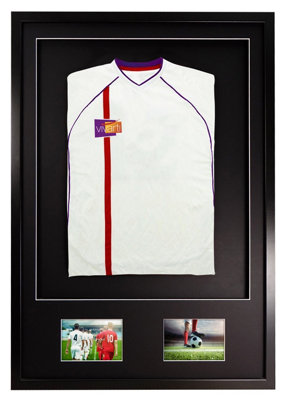 Vivarti DIY Sports Shirt 3D + Double Aperture Black  Frame 59.4 x 84cm Black Mount, Black Backing Card