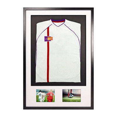 Vivarti DIY Sports Shirt 3D + Double Aperture Black  Frame 61 x 91.5cm White Mount, Black Backing Card