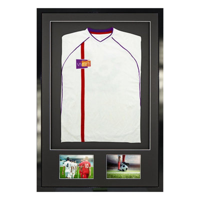 Vivarti DIY Sports Shirt Display 3D + Double Aperture Gloss Black Frame 61 x 91.5cm Black Mount, Black Backing Card