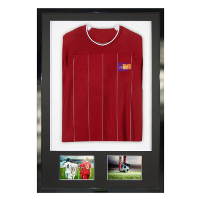 Vivarti DIY Sports Shirt Display 3D + Double Aperture Gloss Black Frame 61 x 91.5cm Black Mount, White Backing Card