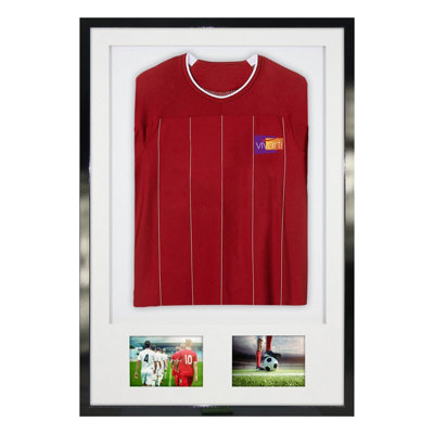 Vivarti DIY Sports Shirt Display 3D + Double Aperture Gloss Black Frame 61 x 91.5cm White Mount, White Backing Card