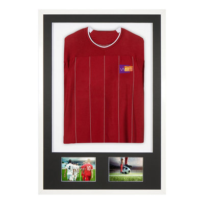 Vivarti DIY Junior 3D Gemonteerd Sport Display Frame - Voetbal, Rugby, Band T-Shirt Shadow Box - 50 x 70cm - Zwart Frame, Witte Mount, Zwarte Backing Card