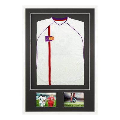 Vivarti DIY Sports Shirt Display 3D + Double Aperture Gloss White Frame 61 x 91.5cm Black Mount, Black Backing Card