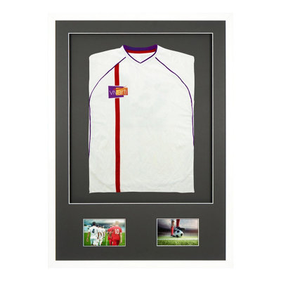 Vivarti DIY Sports Shirt Display 3D + Double Aperture White Frame 59.4 x 84cm Black Mount, Black Backing Card