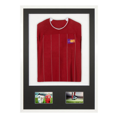 Vivarti DIY Sports Shirt Display 3D + Double Aperture White Frame 59.4 x 84cm Black Mount, White Backing Card