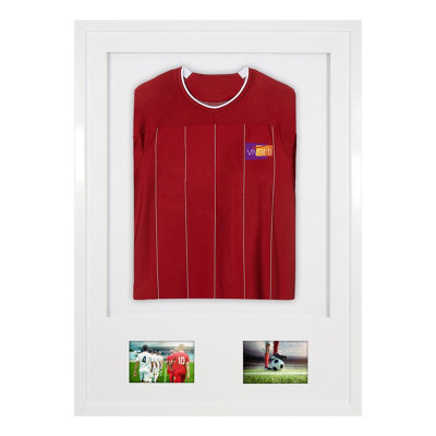 Vivarti DIY Sports Shirt Display 3D + Double Aperture White Frame 59.4 x 84cm White Mount, White Backing Card