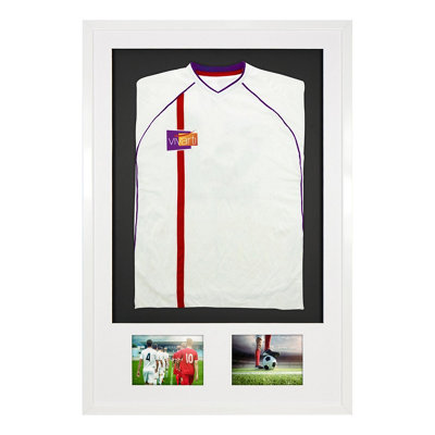 Vivarti DIY volwassen standaard sportshirt display frame 60 x 80 cm - wit frame, zwart binnenframe, zwarte rugkaart