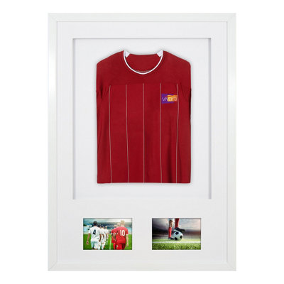 Vivarti DIY Sports Shirt Display 3D + Double Aperture White Frame 61 x 91.5cm White Mount, White Backing Card