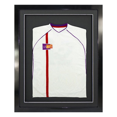 Vivarti DIY Sports Shirt Display 3D Gloss Black Frame  40 x 50cm Black Mount, Black Backing Card