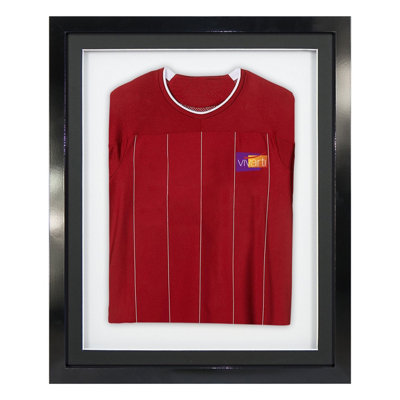 Vivarti DIY Sports Shirt Display 3D Gloss Black Frame  40 x 50cm Black Mount, White Backing Card