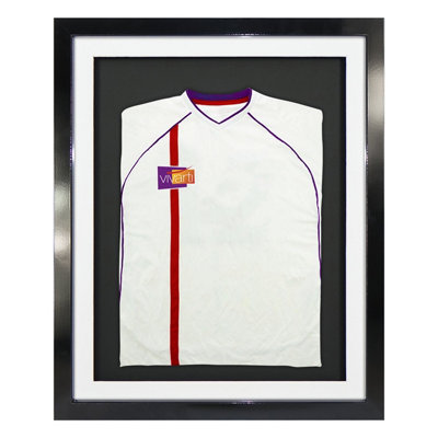 Vivarti DIY Sports Shirt Display 3D Gloss Black Frame  40 x 50cm White Mount, Black Backing Card