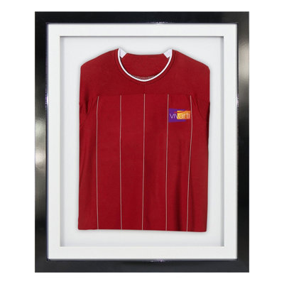 Vivarti DIY Sports Shirt Display 3D Gloss Black Frame  40 x 50cm White Mount, White Backing Card