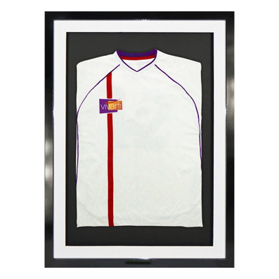 Vivarti DIY Sports Shirt Display 3D Gloss Black Frame 50 x 70cm White Mount, Black Backing Card