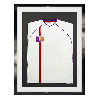 Vivarti DIY Sports Shirt Display 3D Gloss Black Frame 60 x 80cm White Mount, Black Backing Card