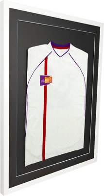 Vivarti DIY Sports Shirt Display 3D Gloss White Frame 50 x 70cm Black Mount, Black Backing Card