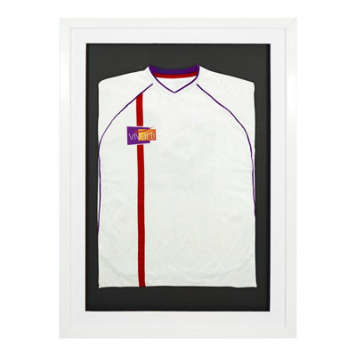 Vivarti DIY Sports Shirt Display 3D Gloss White Frame 50 x 70cm White Mount, Black Backing Card