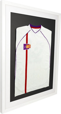 Vivarti DIY Sports Shirt Display 3D Gloss White Frame 50 x 70cm White Mount, Black Backing Card