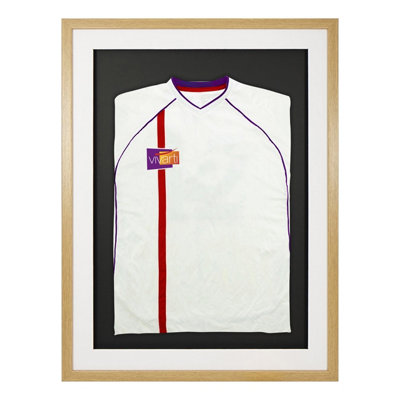 Vivarti DIY Sports Shirt Display 3D Oak Frame 60 x 80cm White Mount, Black Backing Card