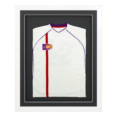 Vivarti DIY Sports Shirt Display 3D White Frame  40 x 50cm Black Mount, Black Backing Card