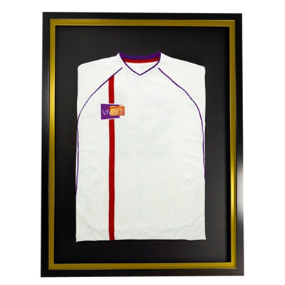 Vivarti DIY Sports Shirt Display Standard Black Frame 50 x 70cm Gold Inner Frame, Black Backing Card