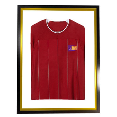 Vivarti DIY Sports Shirt Display Standard Black Frame 50 x 70cm Gold Inner Frame, White Backing Card