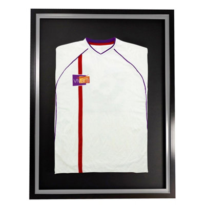 Vivarti DIY Sports Shirt Display Standard Black Frame 50 x 70cm Silver Inner Frame, Black Backing Card