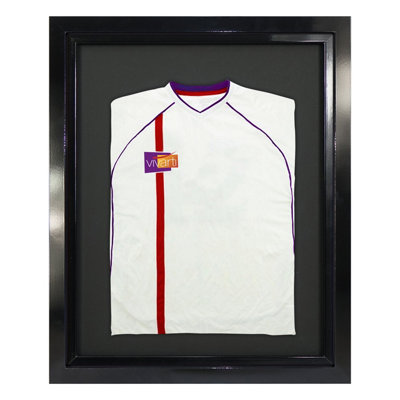 Vivarti DIY Sports Shirt Display Standard Gloss Black Frame 40 x 50cm Black Inner Frame, Black Backing Card