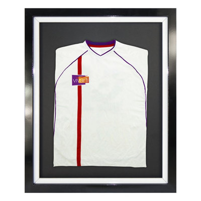 Vivarti DIY Sports Shirt Display Standard Gloss Black Frame 40 x 50cm White Inner Frame, Black Backing Card