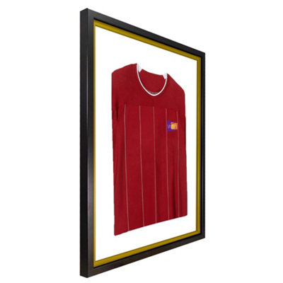 Vivarti DIY Sports Shirt Display Standard Gloss Black Frame 50 x 70cm Gold Inner Frame, White Backing Card