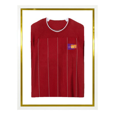 Vivarti DIY Sports Shirt Display Standard Gloss White Frame 60 X 80cm Gold Inner Frame, White Backing Card