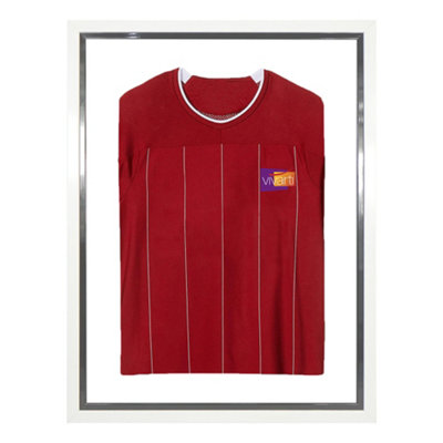 Vivarti DIY Sports Shirt Display Standard Gloss White Frame 60 X 80cm Silver Inner Frame, White Backing Card