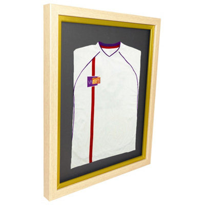 Vivarti DIY Sports Shirt Display Standard Oak Frame 40 x 50cm Gold Inner Frame, Black Backing Card