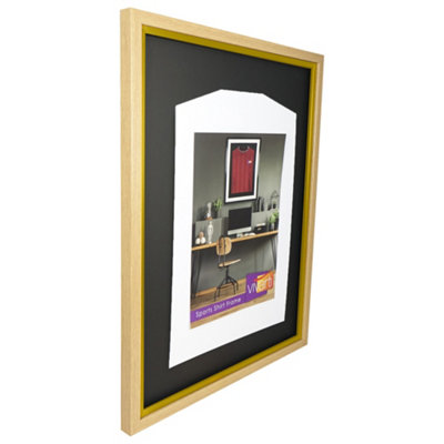 Vivarti DIY Sports Shirt Display Standard Oak Frame 50 x 70cm Gold Inner Frame, Black Backing Card