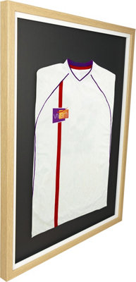 Vivarti DIY Sports Shirt Display Standard Oak Frame 50 x 70cm White Inner Frame, Black Backing Card