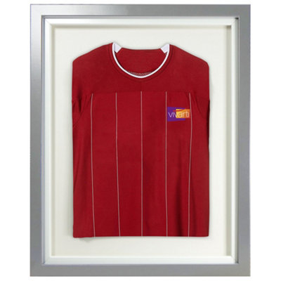 Vivarti DIY Sports Shirt Display Standard Silver Frame 40 x 50cm White Inner Frame, White Backing Card