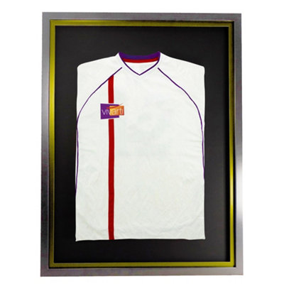 Vivarti DIY Sports Shirt Display Standard Silver Frame 60 X 80cm Gold Inner Frame, Black Backing Card