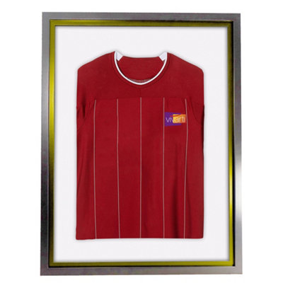 Vivarti DIY Sports Shirt Display Standard Silver Frame 60 X 80cm Gold Inner Frame, White Backing Card