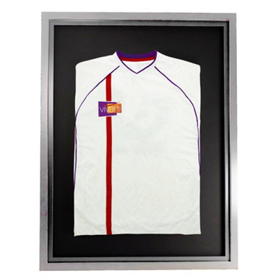 Vivarti DIY Sports Shirt Display Standard Silver Frame 60 X 80cm Silver Inner Frame, Black Backing Card