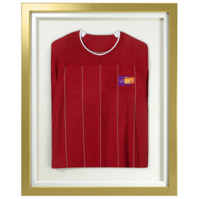 Vivarti DIY Standard Sports Shirt Display Gold Frame 40 x 50cm White Inner Frame, White Backing Card