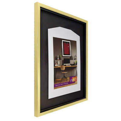 Vivarti DIY Standard Sports Shirt Display Gold Frame 60 x 80cm Black Inner Frame, Black Backing Card