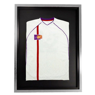 Vivarti DIY Standard Sports Shirt Display Silver Frame 60 x 80cm Black Inner Frame, Black Backing Card